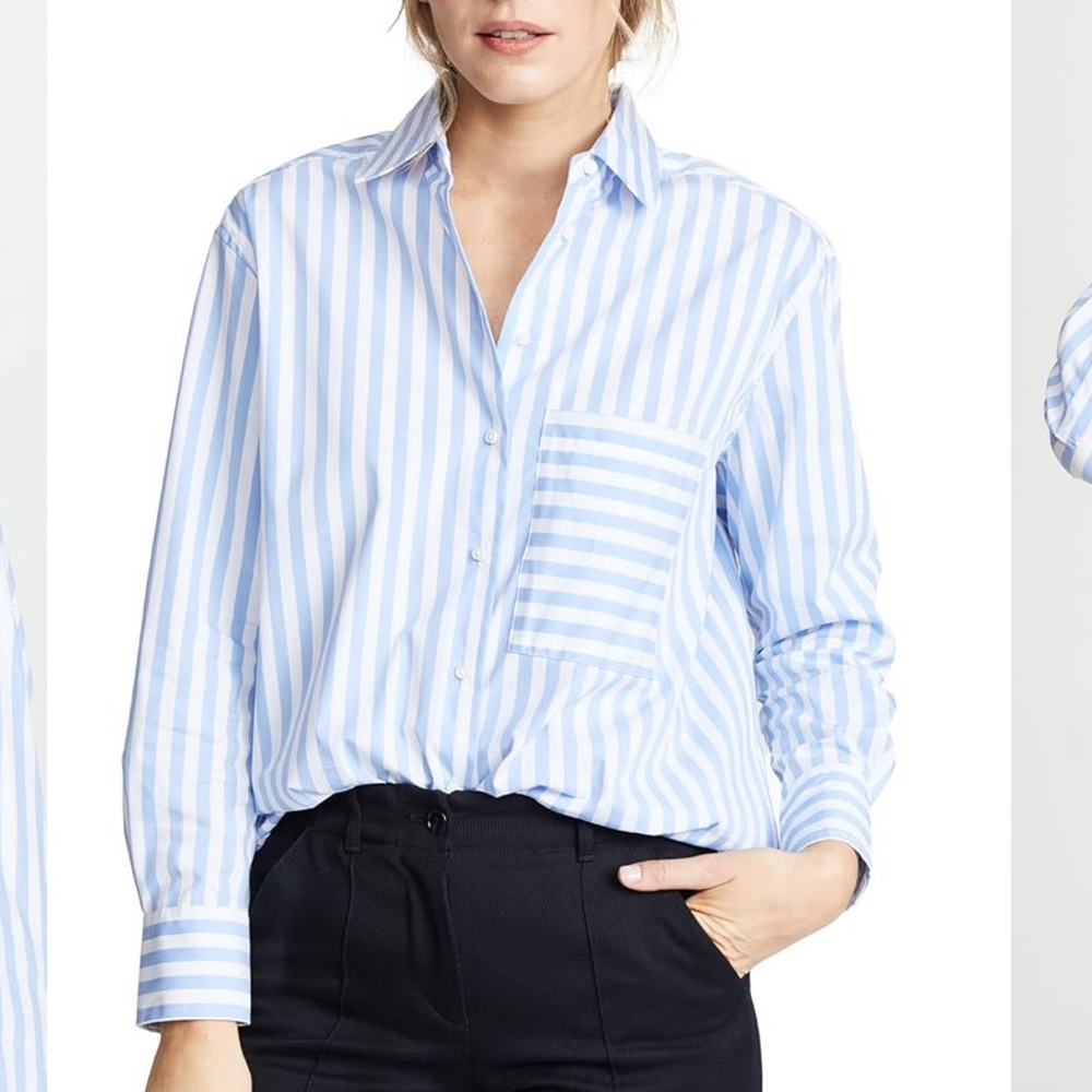 AYR The Deep End Button Down Shirt | Blue Striped | Size S